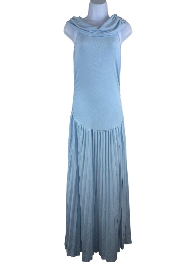 Lioness Field Of Dreams Maxi Dress Soft Blue Off Shoulder Pleated Medium Flaw — image 3 of 8